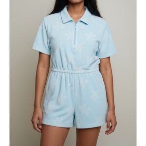 Lilly Pulitzer Girl XL 12/14 Hydra Blue MINI KATERINI ROMPER Jacquard Terry Zip